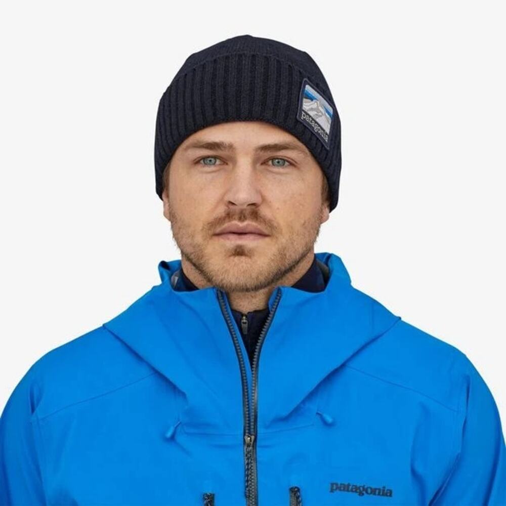 Patagonia Men's Classic Navy Blue Brodeo Ridge Wool Knit Beanie Hat Winter A2-8